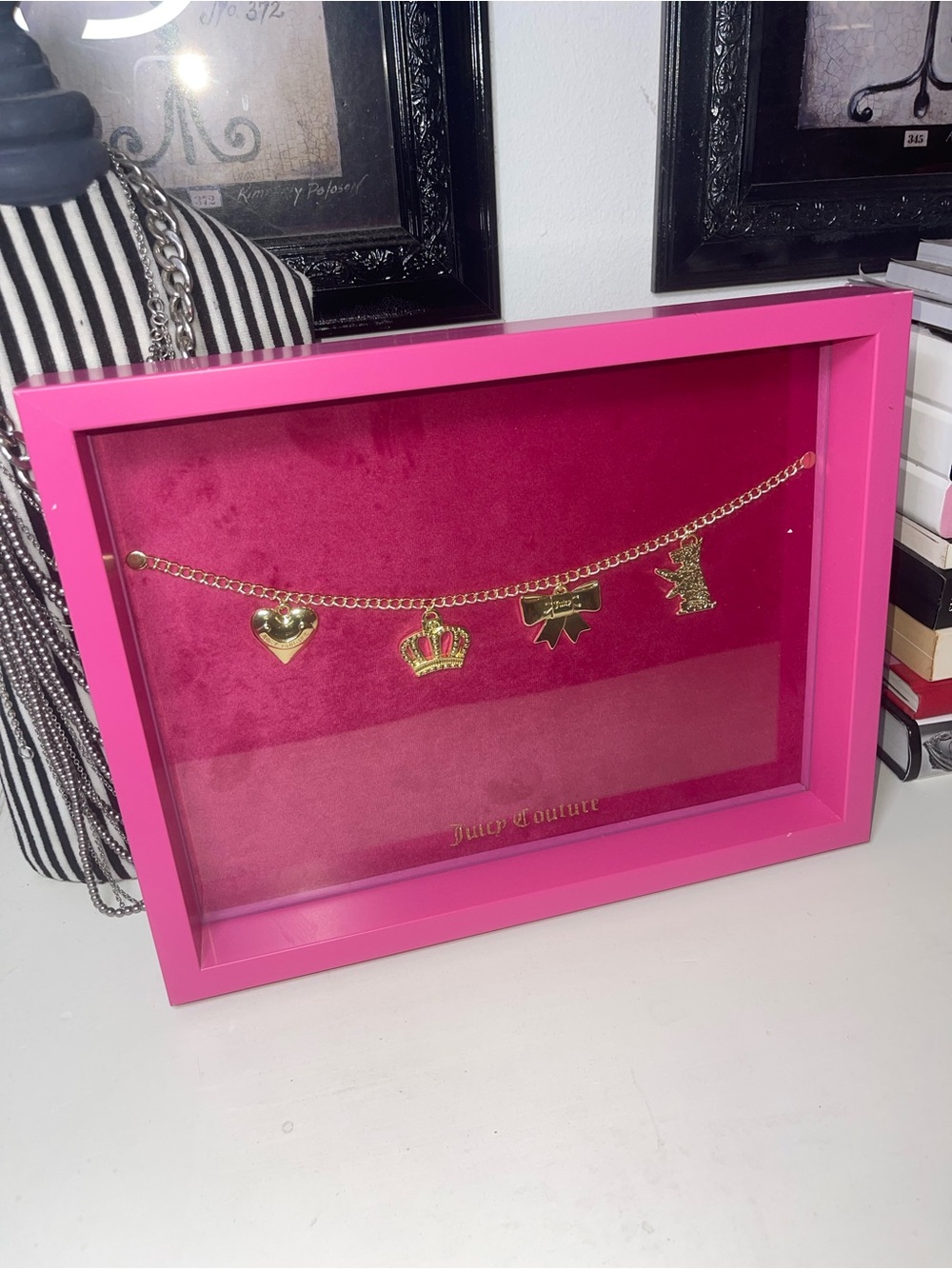 NWT Juicy Couture Hot Pink Velvet Charm Shadow Box